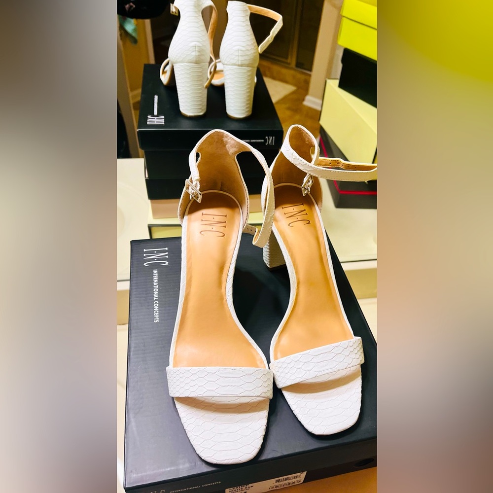 Gently worn White INC snake like leather sandals